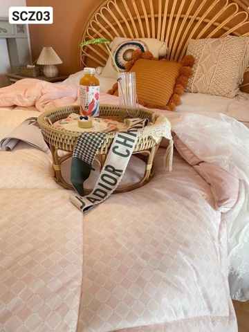 Chăn Zara - caro hồng - SCZ03
