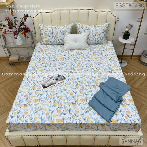Set ga gối Tencel 80S - Hoa Tuylip - SGGT80-030