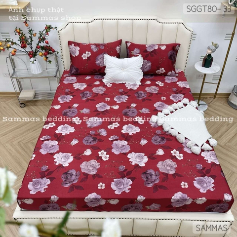 Set ga gối Tencel 80S - Hoa Đỏ - SGGT80-033