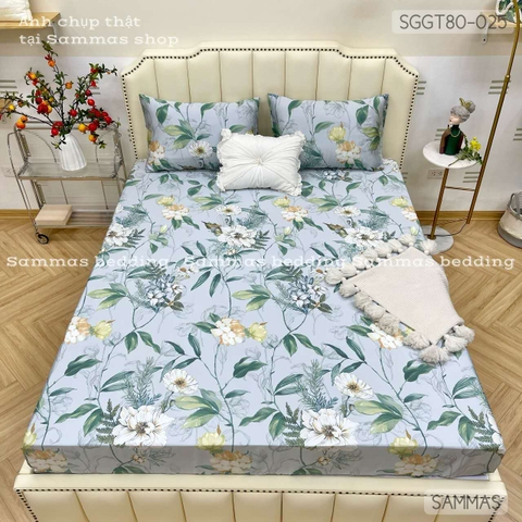 Set ga gối Tencel 80S - Hoa Dây Xanh - SGGT80-025