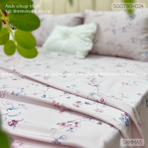 Set ga gối Tencel 80S - Hoa Dây Hồng - SGGT80-024
