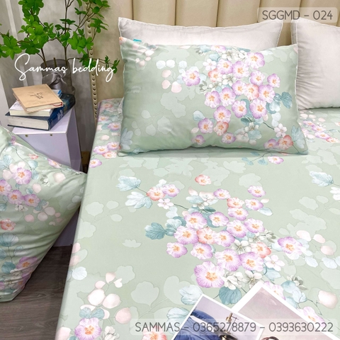 Set ga gối Modal - hoa nền xanh  - SGGMD-024