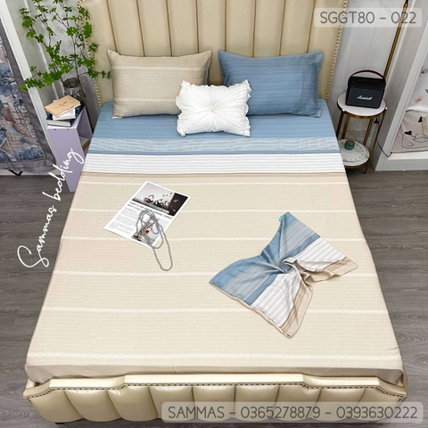 Set ga gối Tencel 80S - Họa tiết kẻ ngang - SGGT80-022