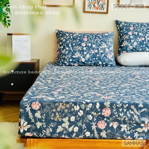 Set ga gối cotton - Hoa cẩm chướng - SGGCT308