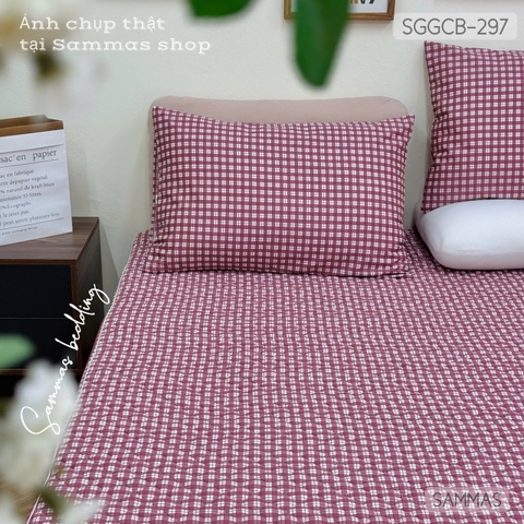 Set ga gối chần bông (Caro đỏ) - SGGCB297