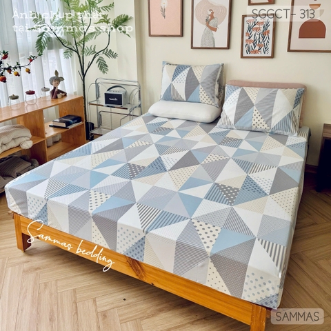 Set ga gối cotton - Tam giác xanh - SGGCT313