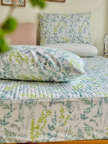 Set ga gối cotton silk Hàn - Diệp thảo - SGGSH88