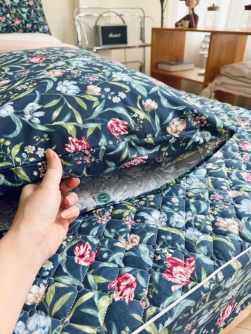 Set ga gối chần bông (Vườn hoa đêm) - SGGCB321