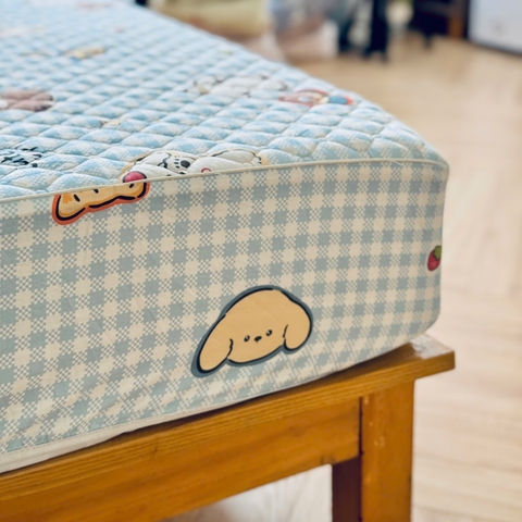 Set ga gối chần bông (Cún caro) - SGGCB322