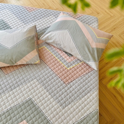 Set ga gối chần bông (Tam giác xanh) - SGGCB324