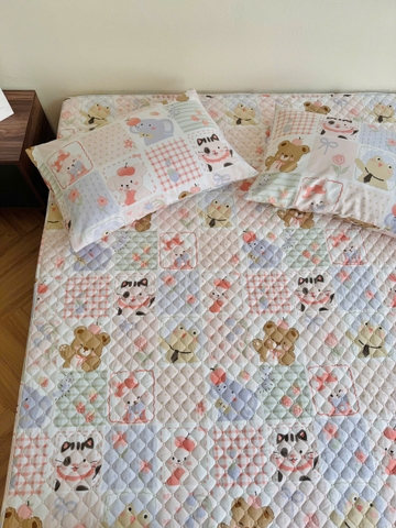 Set ga gối chần bông (Mèo gấu) - SGGCB336