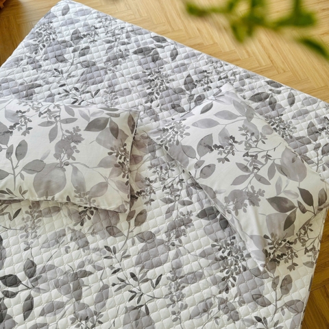 Set ga gối chần bông (Lá xám) - SGGCB340