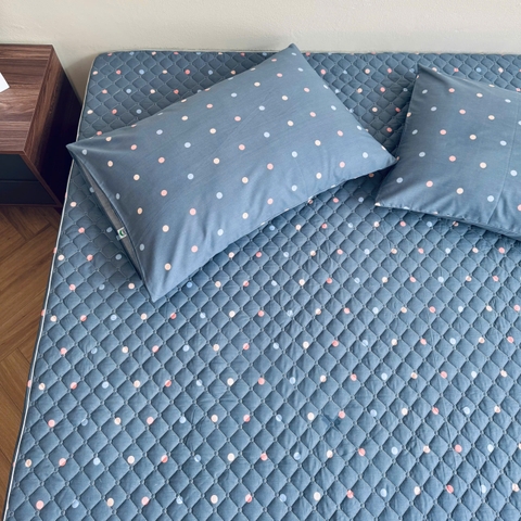 Set ga gối chần bông (Chấm bi sắc màu) - SGGCB344