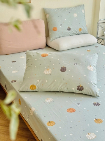 Set ga gối cotton - Bí ngô xanh - SGGCT365