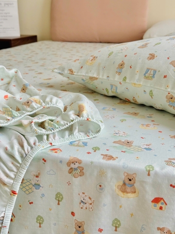 Set ga gối Linen - Cún xinh - SGGL58