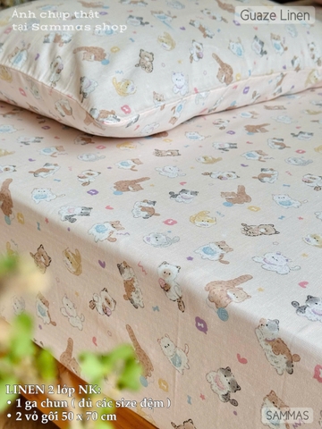 Set ga gối Linen - Mèo cute - SGGL59