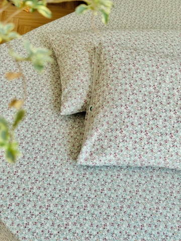 Set ga gối Linen - Hoa nhí xanh - SGGL60