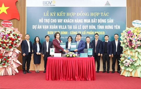 NACICO KÝ KẾT HỢP TÁC BIDV THÁI BÌNH, HỖ TRỢ CHO VAY KHÁCH HÀNG DỰ ÁN VẠN XUÂN VILLA 