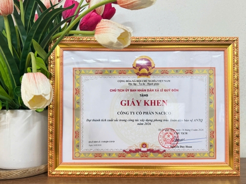 NACICO VINH DỰ NHẬN GIẤY KHEN TỪ UBND XÃ LÊ QUÝ ĐÔN