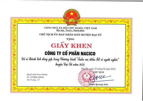 UBND HUYỆN ĐẠI TỪ THÁI NGUYÊN KHEN THƯỞNG