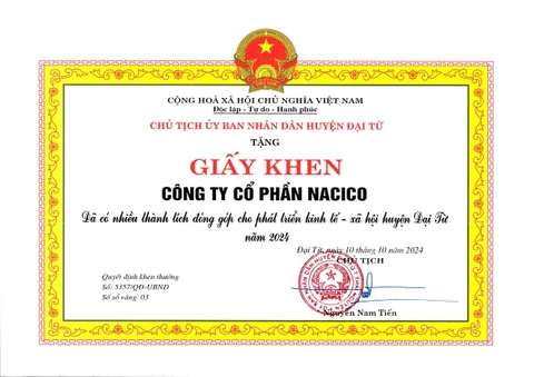 UBND HUYỆN ĐẠI TỪ THÁI NGUYÊN KHEN THƯỞNG