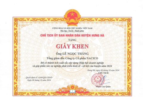 UBND HUYỆN HƯNG HÀ THÁI BÌNH KHEN THƯỞNG