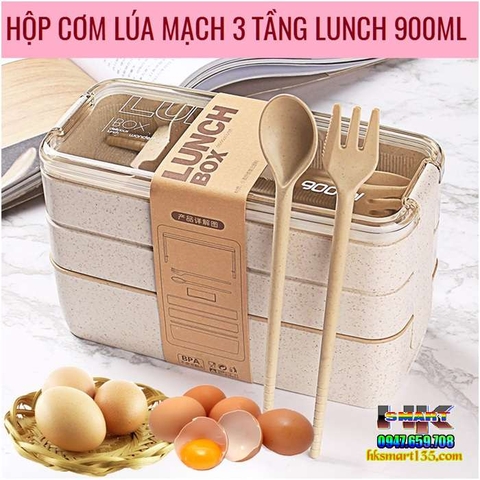 HỘP CƠM LÚA MẠCH 3 TẦNG LUNCH 900ML