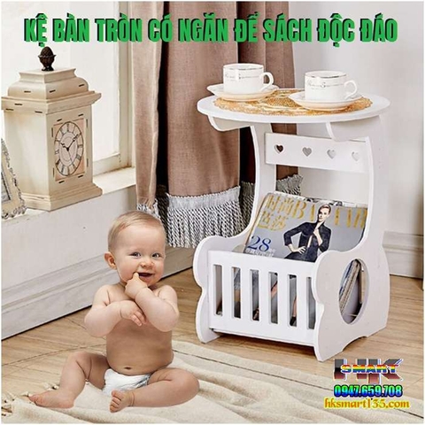 KỆ BÀN TRÒN ĐỂ ĐẦU GIƯỜNG CÓ NGĂN ĐỂ SÁCH ĐỘC ĐÁO