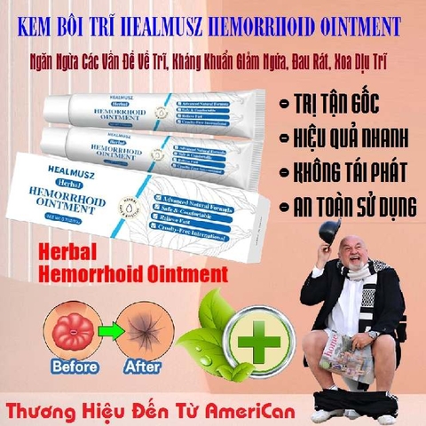 KEM BÔI TRĨ HEALMUSZ HEMORRHOID OINTMENT HERBAL [CHUẨN 100% HÀNG CTY]- GIẢM ĐAU RÁT CO RÚT BÚI TRĨ