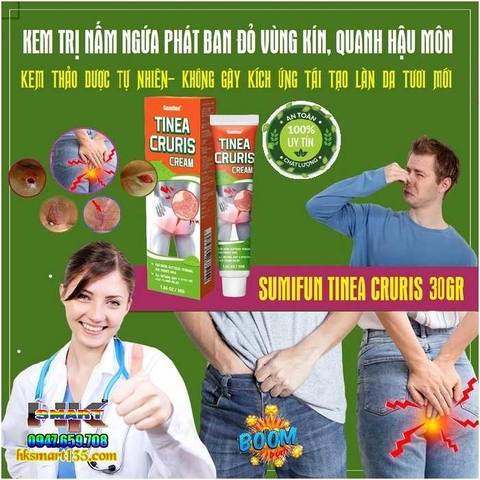 KEM KHÁNG KHUẨN TRỊ NẤM NGỨA PHÁT BAN ĐỎ VÙNG KÍN, QUANH HẬU MÔN- [CHUẨN 100% HÀNG CTY] SUMIFUN TINEA CRURIS 30GR