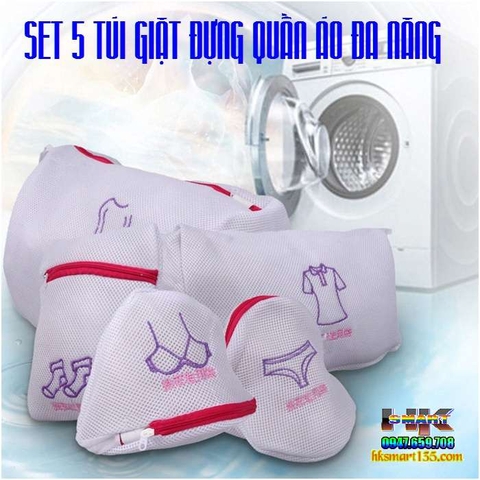 SET 5 TÚI GIẶT ĐỰNG QUẦN ÁO ĐA NĂNG