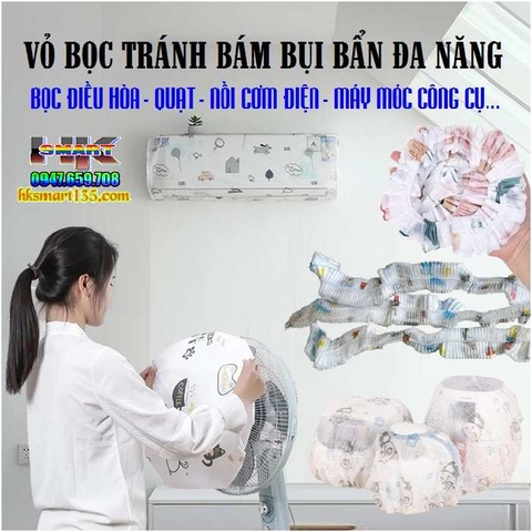 COMBO 4 VỎ BỌC TRÁNH BÁM BỤI BẨN ĐIỀU HÒA- QUẠT- NỒI CƠM ĐIỆN...ĐA NĂNG