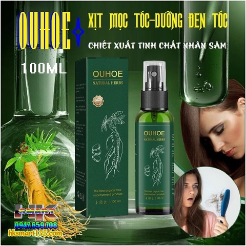 XỊT DƯỠNG ĐEN TÓC KÍCH THÍCH MỌC TÓC TINH CHẤT NHÂN SÂM OUHOE 100ML [CHUẨN 100% HÀNG CTY]