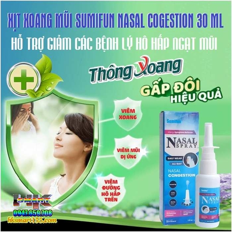 NỘI ĐỊA TRUNG [CHUẨN 100% HÀNG CTY]- XỊT XOANG MŨI SUMIFUN NASAL COGESTION HỖ TRỢ GIẢM CÁC BỆNH LÝ HÔ HẤP NGẠT MŨI