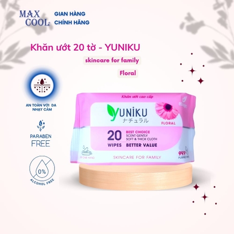 1 gói khăn ướt 20 tờ Yuniku (hương phấn)