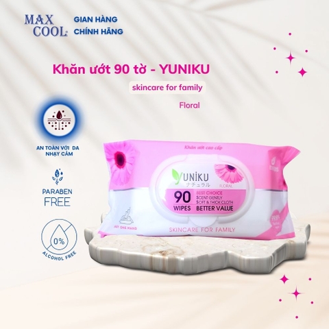 1 gói khăn ướt YUNIKU 90 tờ hồng hương phấn