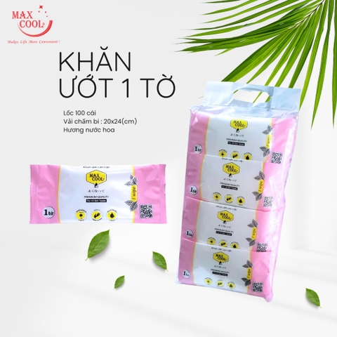 Khăn ướt 1 tờ  Max Cool  vải chấm bi ( 20 x 24 cm)