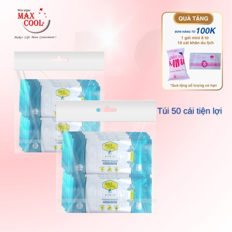 1.000 cái Khăn ướt  1 tờ Max Cool   vải chấm bi (22 x 24 cm)