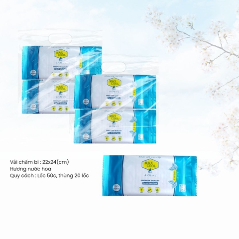 1.000 cái Khăn ướt  1 tờ Max Cool   vải chấm bi (22 x 24 cm)