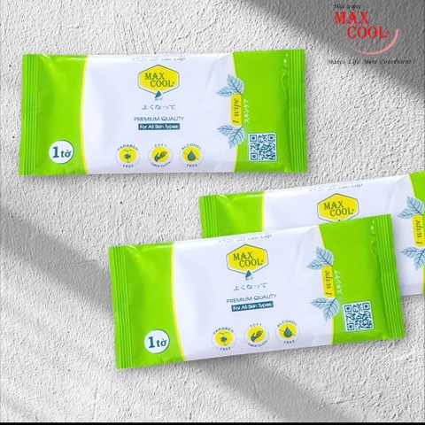 Khăn ướt 1 tờ  Max Cool  vải chấm bi ( 20 x 24 cm)