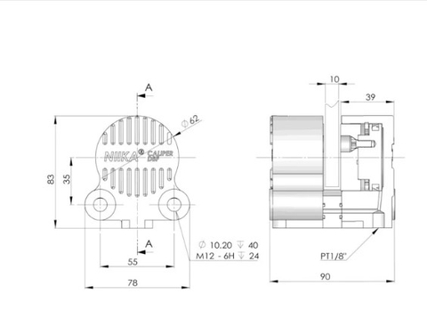 Bản vẽ ký thuật của phanh đĩa khí nén DBF 10