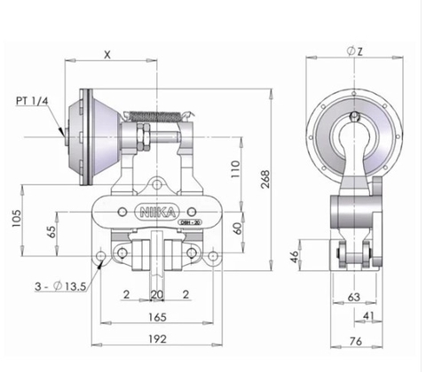 Bản vẽ kỹ thuật của phanh đĩa khí nén BDH 204