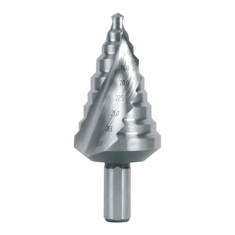 Mũi khoan bước RUKO 101096 HSS 6–32 mm, 9 bậc khoan, rãnh xoắn, chuôi 10 mm