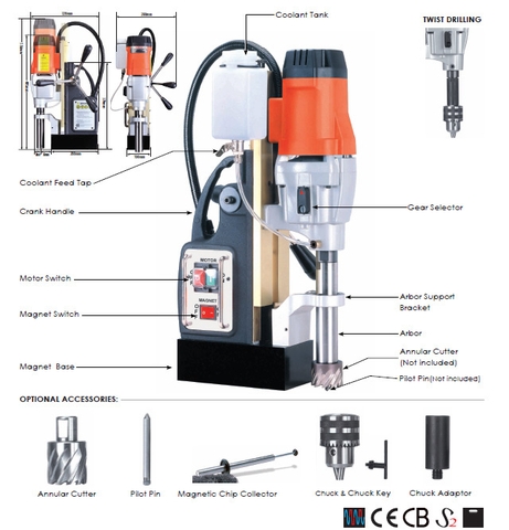 Máy khoan từ 2 tốc độ AGP MD500.2