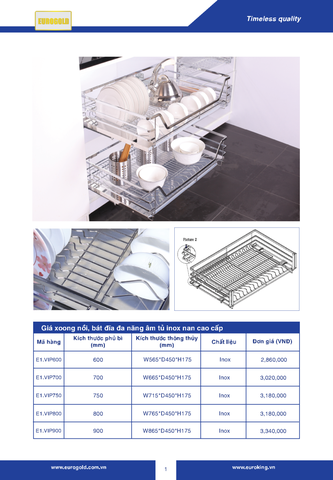 Giá xoong nồi bát đĩa đa năng âm tủ cao cấp