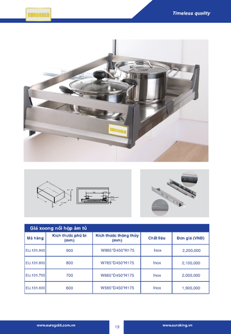 Giá xong nồi hộp âm tủ