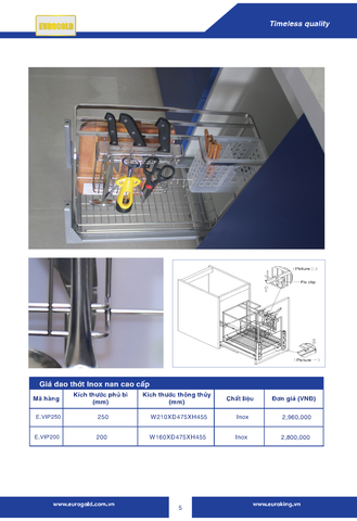 Giá dao thớt nan inox cao cấp