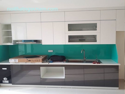 Thiết kế Tủ bếp Melamine cánh Acrylic  đẹp cho nhà cung cư