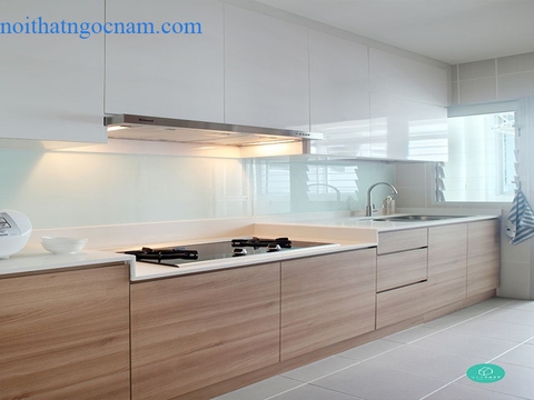 Tủ bếp gỗ công nghiệp phủ melamine