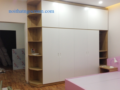 Tủ Quần Ao Gỗ Cong Nghiệp Sơn Trắng Tủ Quần Ao Gỗ Cong Nghiệp Sơn Trắng